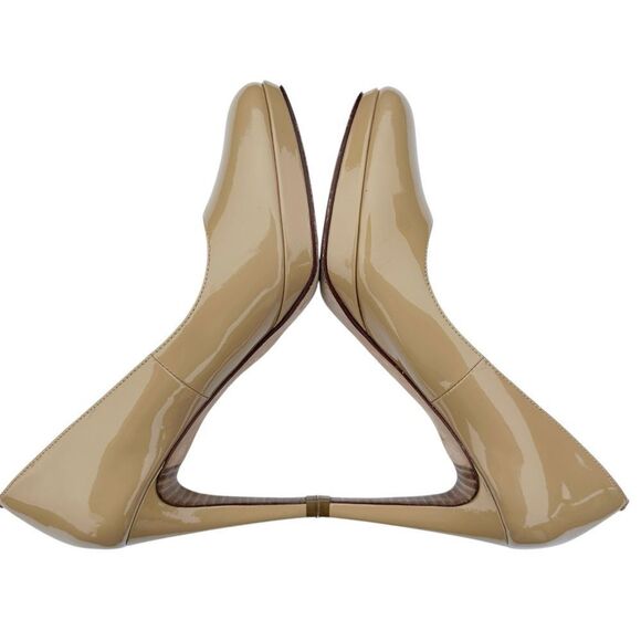 Cole Haan Nike Air Pumps Heels Nude Tan Patent Leather Platform Size 7.5 AA - Picture 3 of 14